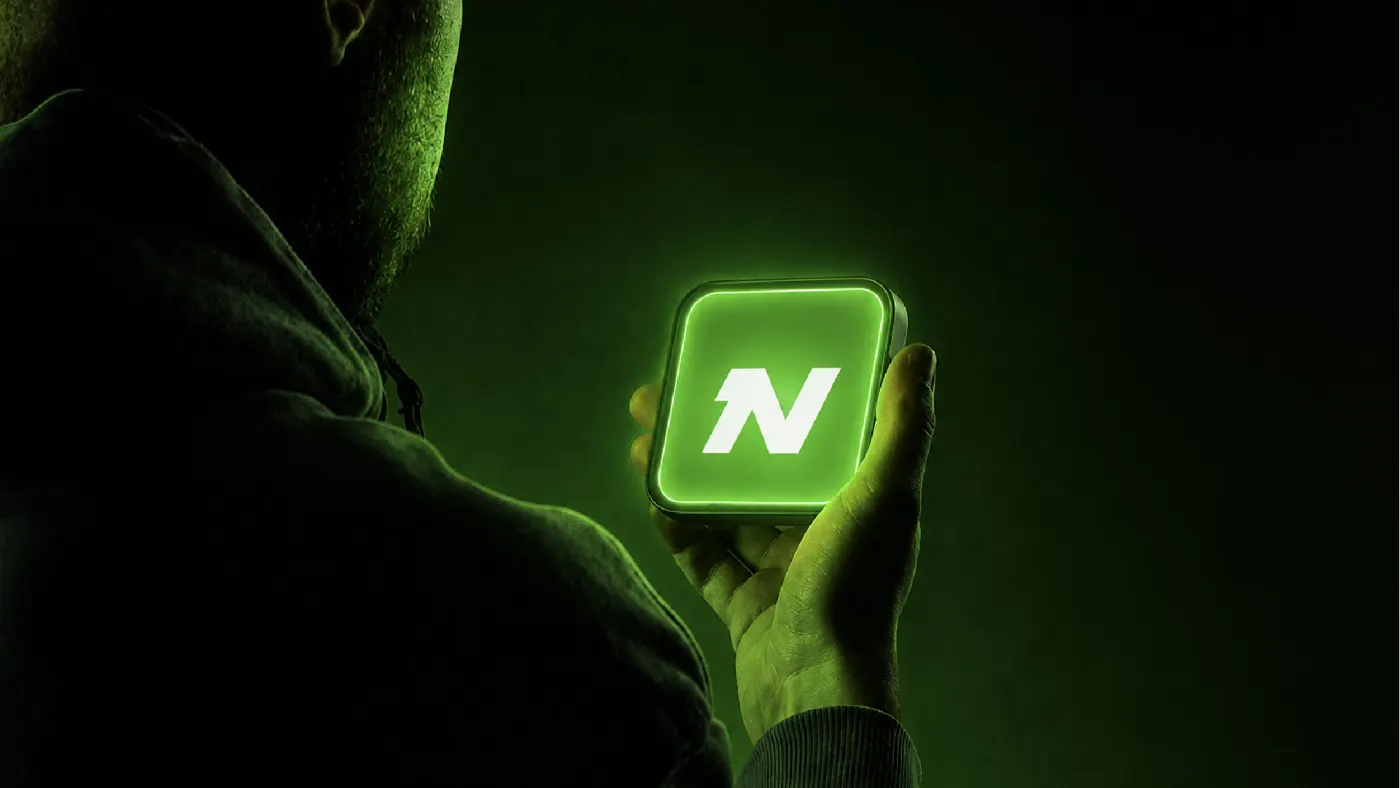 The glowing NOVAQ symbol held in two hands