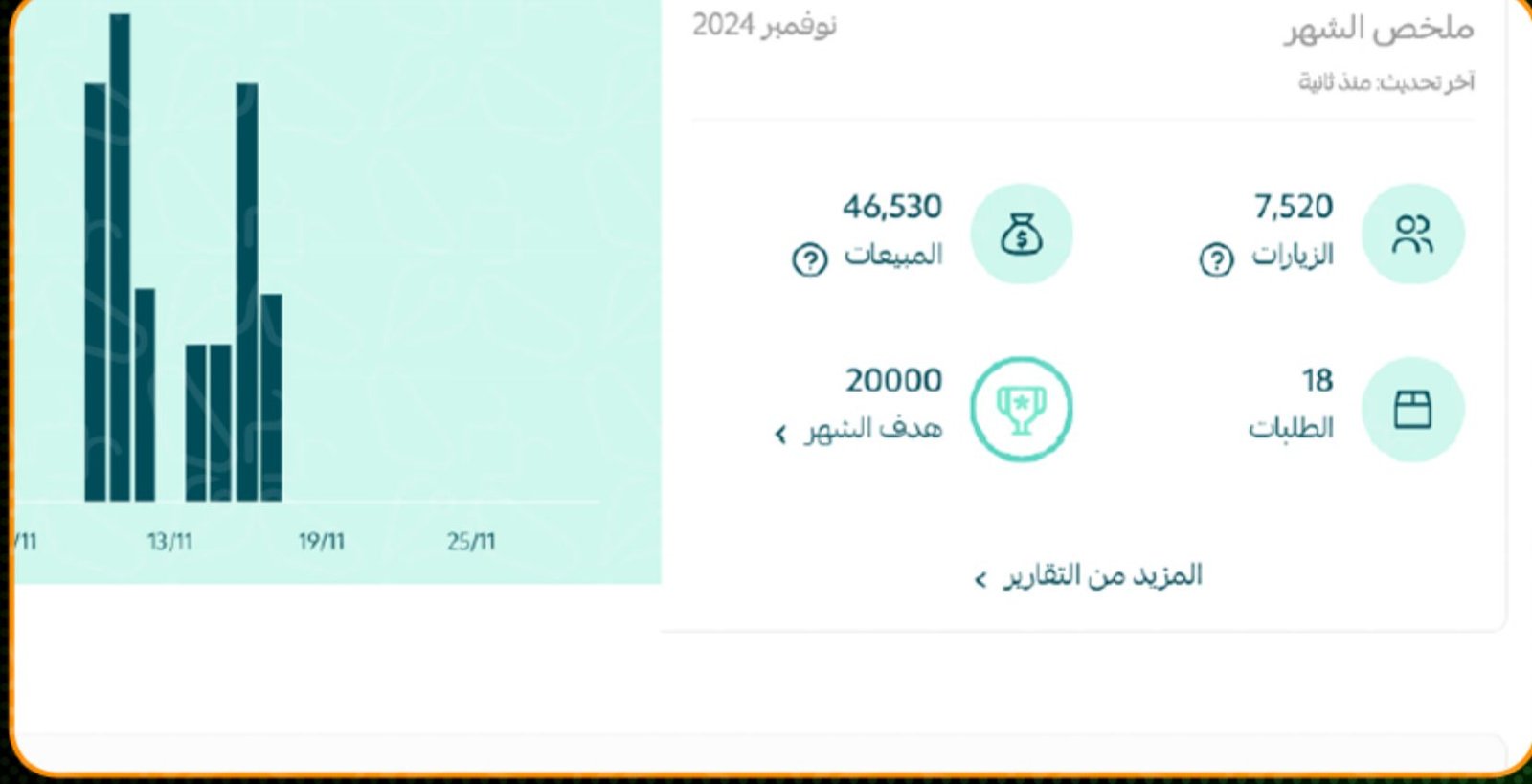 Store dashboard, November 2024